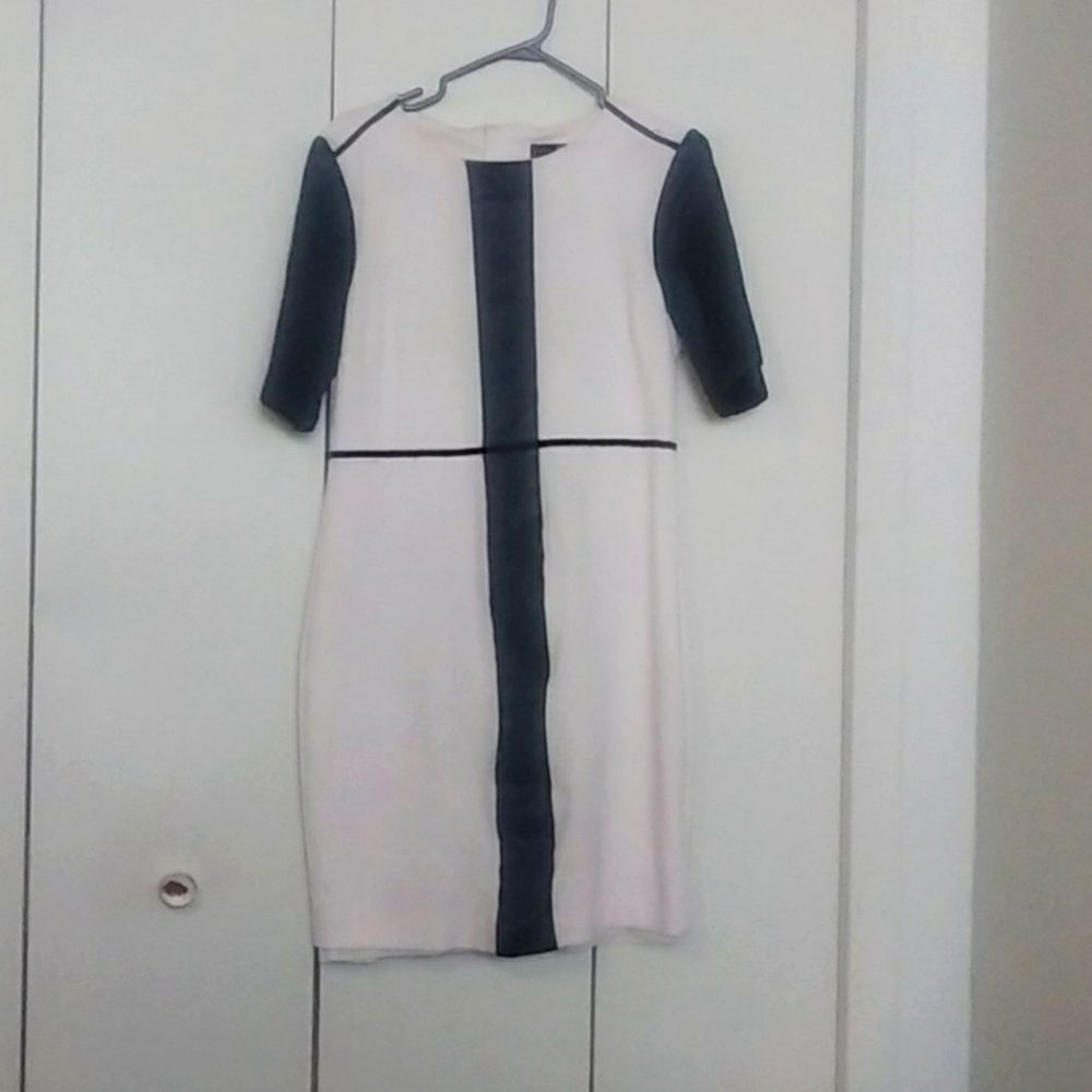 Black and white leather dress